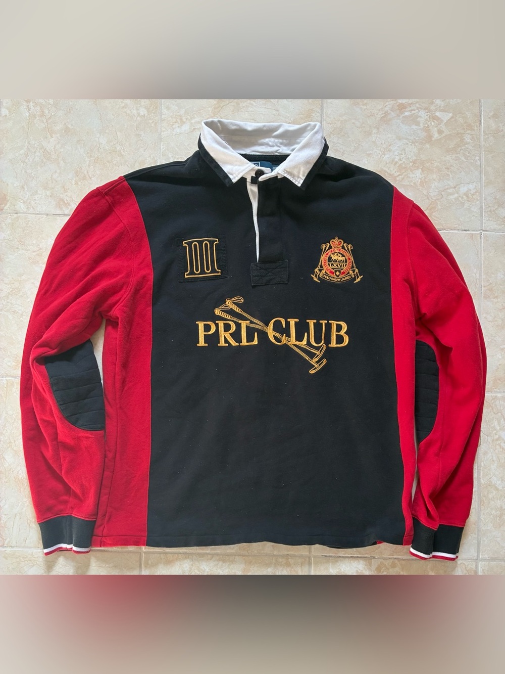 Ralph Lauren Black & Red PRL Club Rugby Pullover